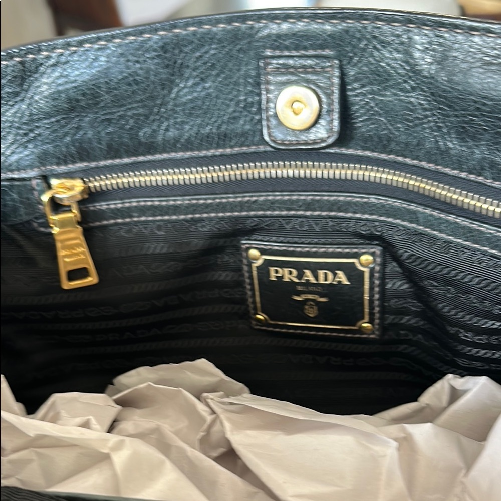 Prada Black Leather Tote with Gold Hardware Accents - Picture 15 of 17